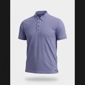 Faherty Mens Polo Shirt XXL Purple Blue Loop Collar Striped Casual Modern Preppy